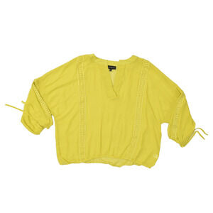 Lane Bryant Women's Plus Size 22/24 Yellow Chiffon Blouse Tunic Top Polyester